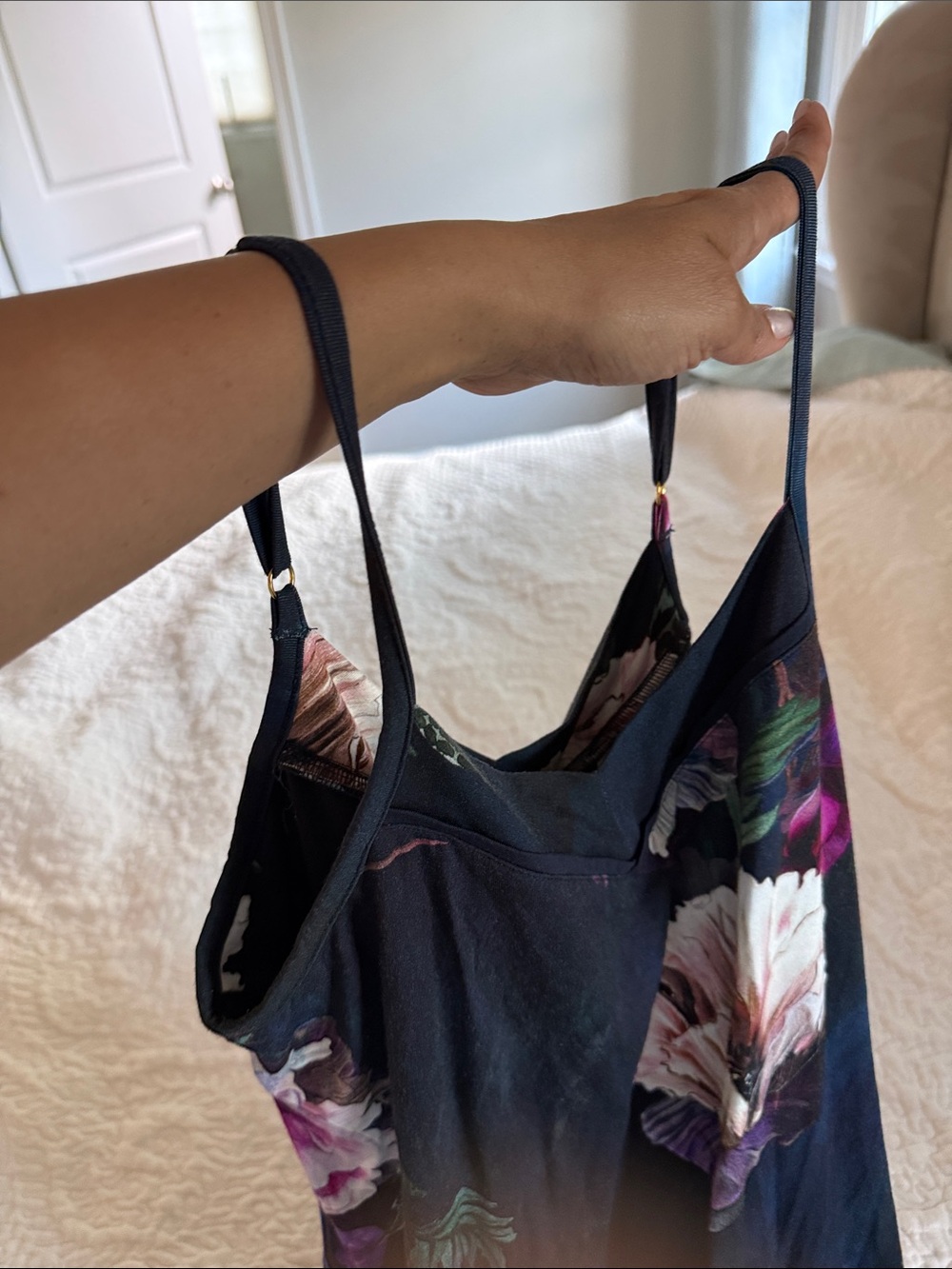 Soma Navy Slip Dress with Pink & Purple Floral Print size XS - Picture 5 of 6